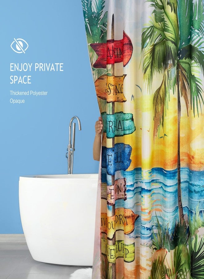 Vimorco Shower Curtain Beach Path, Shower Curtains for Bathroom Waterproof Quick-Dry Polyester Fabric, Bathroom Curtains Set, Bath Curtain Decor, 72''x 72'', Seaside View - Image 4