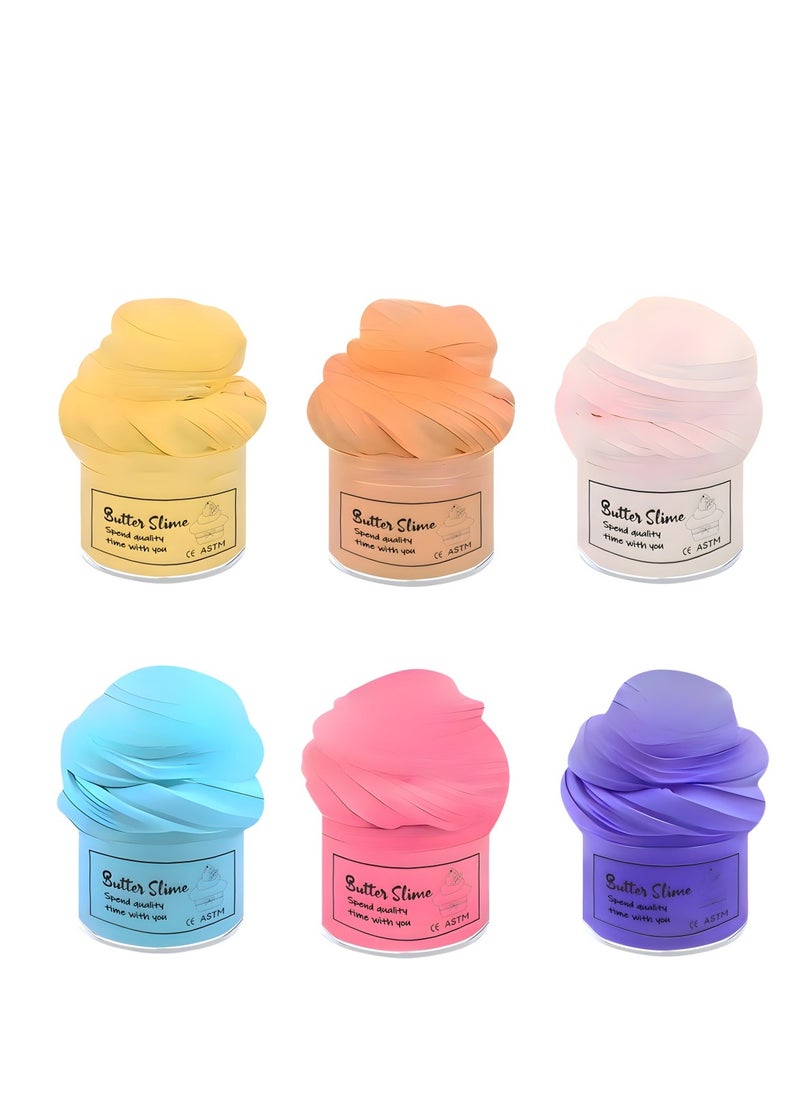 Butter Slime Kit 6 Pack Pre Made Sludge Toy for Party Favors, Super Soft and Non-Sticky,Gifts for Kids  - Image 1