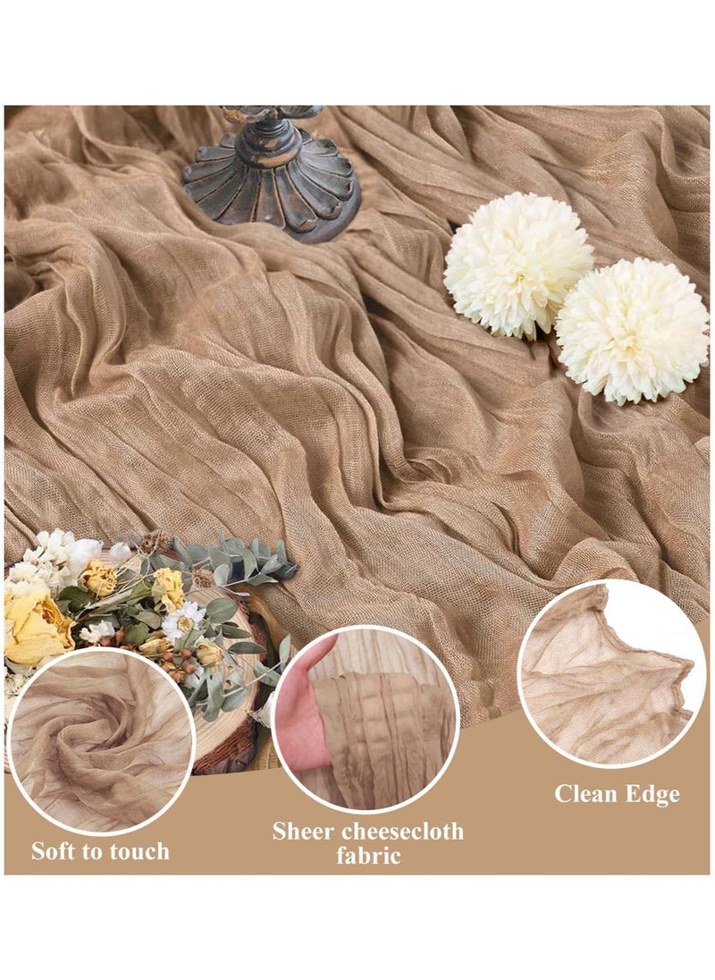 YIM-VIBEHAUS - Cheesecloth Table Runner, 90 x 400 cm Boho Gauze Table Decor, Translucent Tablecloth for Wedding Reception Bridal Shower Party Decoration Table Centerpiece - Image 1