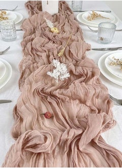 YIM-VIBEHAUS Cheesecloth Table Runner, 90 x 400 cm Boho Gauze Table Decor, Translucent Tablecloth for Wedding Reception Bridal Shower Party Decoration Table Centerpiece  - Image 5