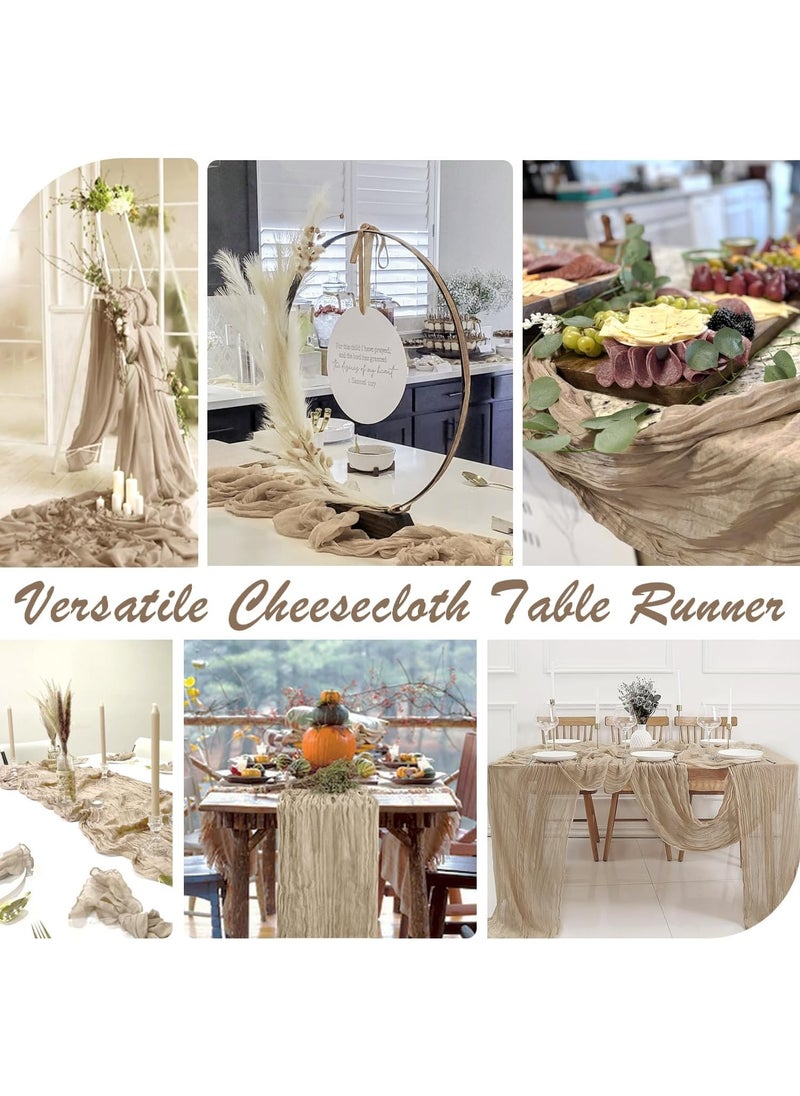 YIM-VIBEHAUS - Cheesecloth Table Runner, 90 x 400 cm Boho Gauze Table Decor, Translucent Tablecloth for Wedding Reception Bridal Shower Party Decoration Table Centerpiece - Image 1