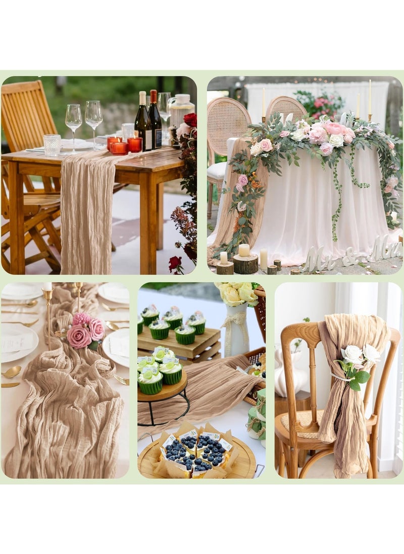 YIM-VIBEHAUS - Cheesecloth Table Runner, 90 x 400 cm Boho Gauze Table Decor, Translucent Tablecloth for Wedding Reception Bridal Shower Party Decoration Table Centerpiece - Image 1