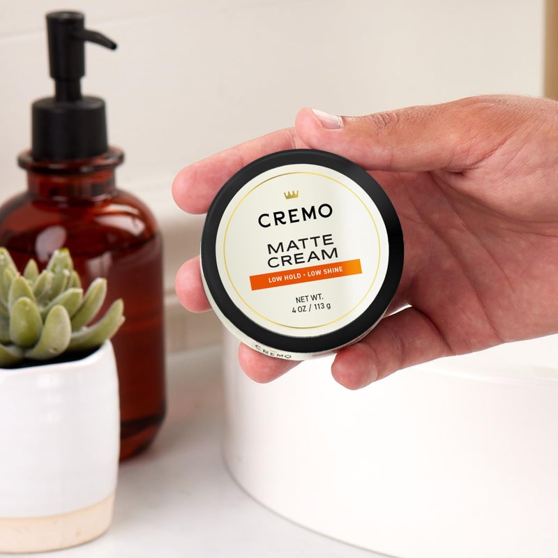 cremo كريم تصفيف الشعر مات من كريمو، درجة حلاق متميزة، تثبيت خفيف، لمعة منخفضة، كريم شعر ومنتجات شعر للرجال، 4 أوقية - Image 2