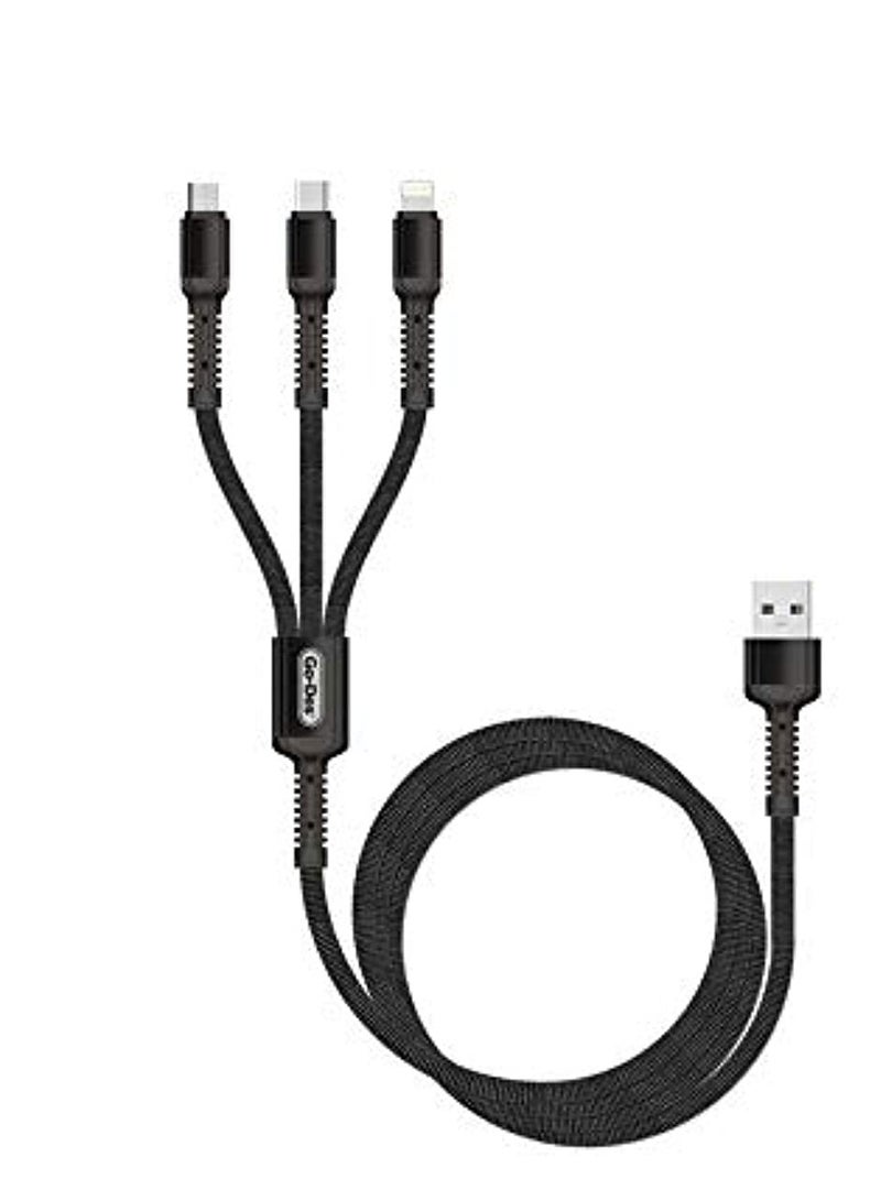 GO-DES 3-In-1 USB Data Sync Fast Charging Cable Black - Image 2