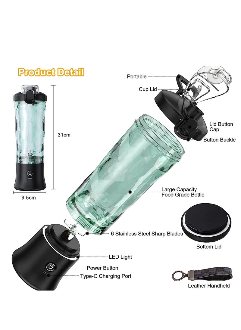 Generic - 600ml Mini Portable Blender with 6 Blades, Personal Size Mixer for Shakes and Smoothies (Black) - Image 1