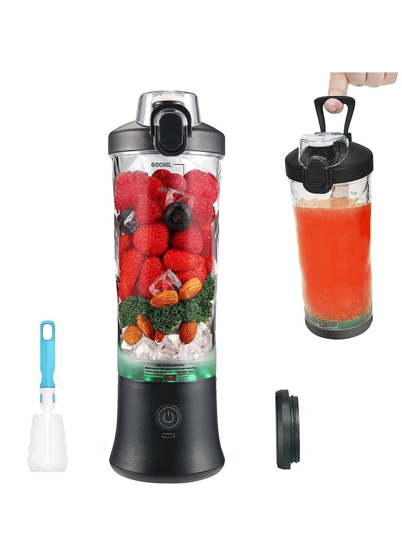 Generic - 600ml Mini Portable Blender with 6 Blades, Personal Size Mixer for Shakes and Smoothies (Black) - Image 1