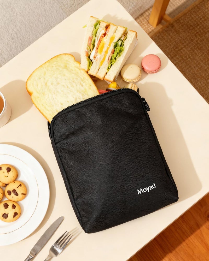 Moyad Reusable Sandwich Bags 2 Pack, Insulated Snack Bag for Lunch Bag, BPA Free Lunch Pouch for Men Women for Picnic, Travel, Office (Black) - Image 2