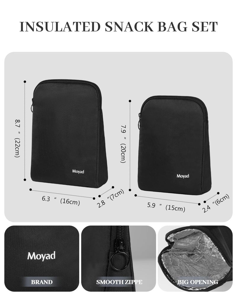Moyad Reusable Sandwich Bags 2 Pack, Insulated Snack Bag for Lunch Bag, BPA Free Lunch Pouch for Men Women for Picnic, Travel, Office (Black) - Image 3
