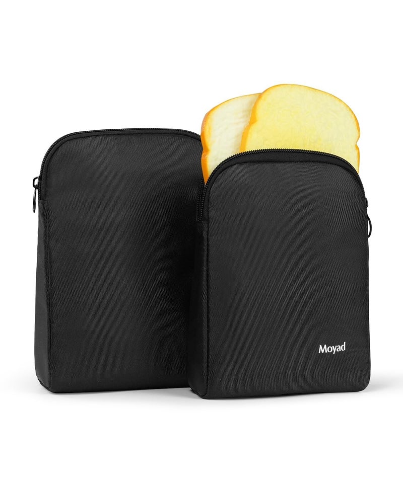 Moyad Reusable Sandwich Bags 2 Pack, Insulated Snack Bag for Lunch Bag, BPA Free Lunch Pouch for Men Women for Picnic, Travel, Office (Black) - Image 1