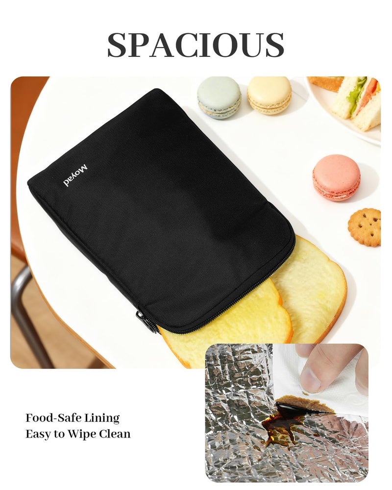 Moyad Reusable Sandwich Bags 2 Pack, Insulated Snack Bag for Lunch Bag, BPA Free Lunch Pouch for Men Women for Picnic, Travel, Office (Black) - Image 4