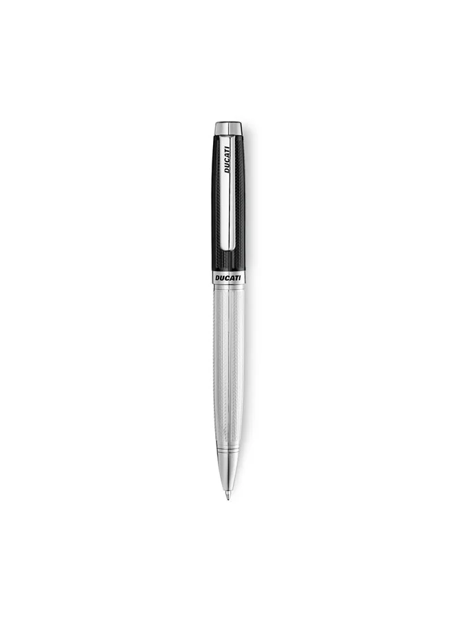 Ducati Cardio Black Upper Barrel Stainless Steel Trims Twist Ballpoint Pen for Men, Blue Ink