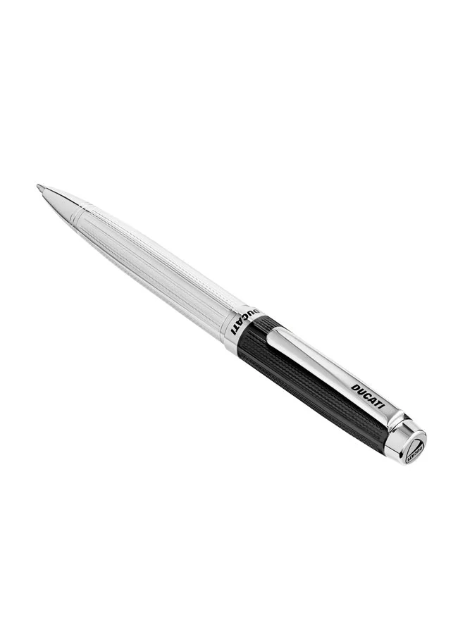 Ducati Cardio Black Upper Barrel Stainless Steel Trims Twist Ballpoint Pen for Men, Blue Ink