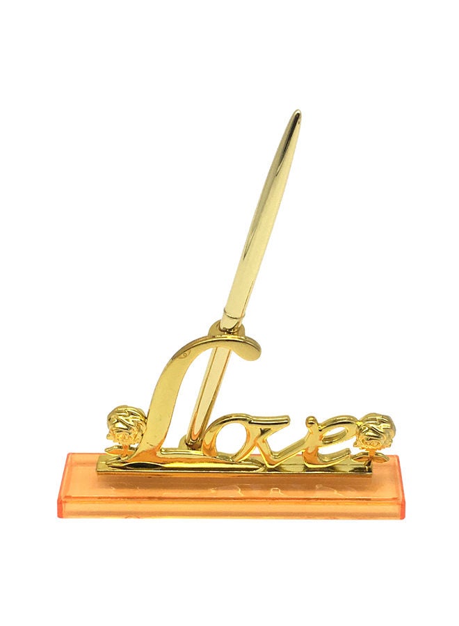 NIBEMINENT Wedding Signing Pen With Plated Love Holder Party Set Gold/Orange