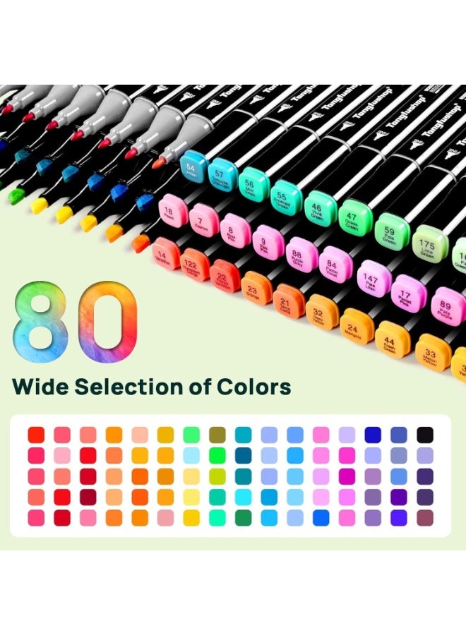 Touch 80 Colors Graphic Professional Design Art Twin Tip Marker Pen Series Touch Alcohol Graphic Pen Manga Graphic W/bag Art Twin Marker Pen - Image 3