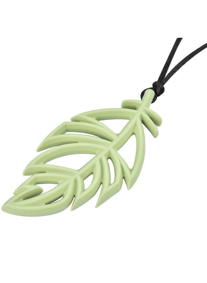 Megoday Baby Teething Necklace with Chewy Leaf Pendant,Chew Necklaces for Sensory Relief,Food Grade Silicone Teethers BPA-free,1 Pack - Image 2