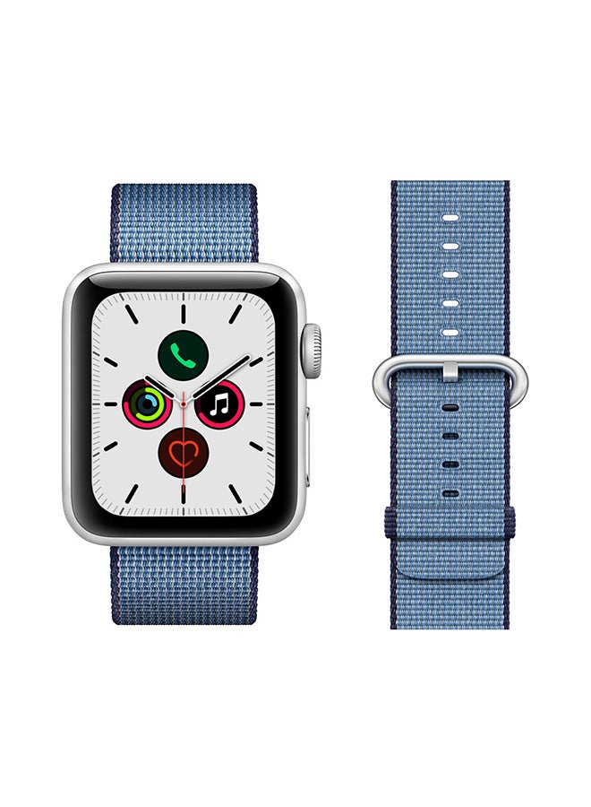 Perfii Round Buckle Nylon Replacement Band For Apple Watch Series 5/4/3/2/1 Navy Blue - Image 2