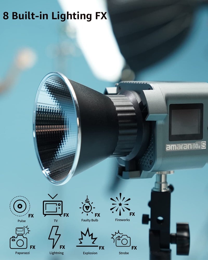 Aputure amaran 60dS Video Lighting,amaran 60d Studio Light,65W Bowens Mount LED Video Light,App Control,DC/AC Power Supply,Photography Lighting - Image 3