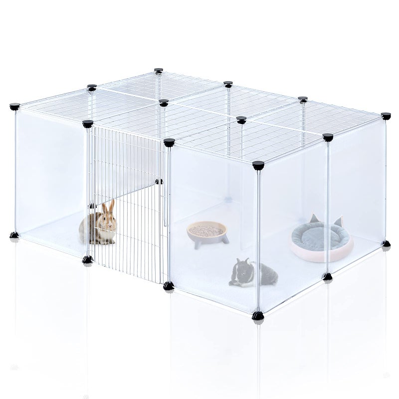 BRIAN & DANY Pet Plastic Playpen, Play Pen Indoor for Kitten, Hamster, Rabbit, Guinea Pig, Clear Enclosure Fence, 17.7 X 13.7 inches, 18 Panels - Image 1