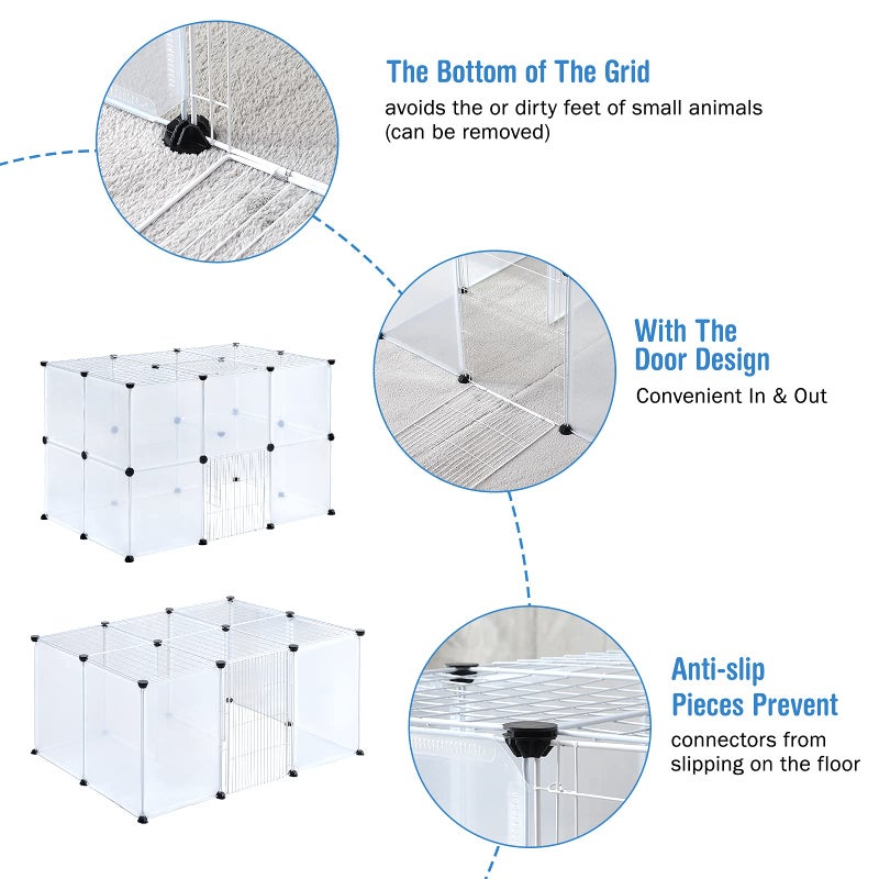 BRIAN & DANY Pet Plastic Playpen, Play Pen Indoor for Kitten, Hamster, Rabbit, Guinea Pig, Clear Enclosure Fence, 17.7 X 13.7 inches, 18 Panels - Image 5