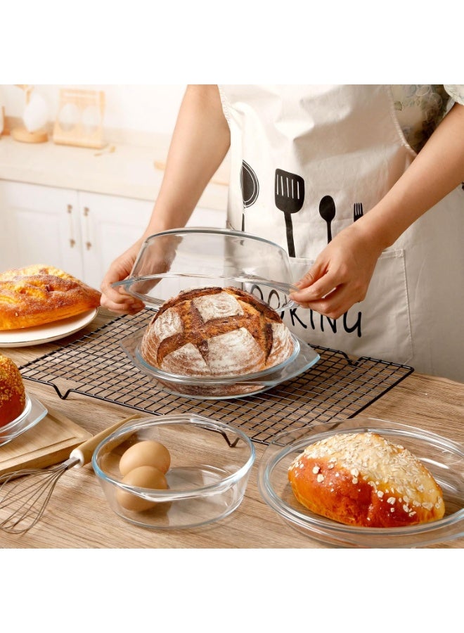 Clear Round Glass Casserole Dish With Lid Lidded Casseroles Bakeware Lid, Bowl (Set Of 3-0.65L+1L+1.4L) - Image 5