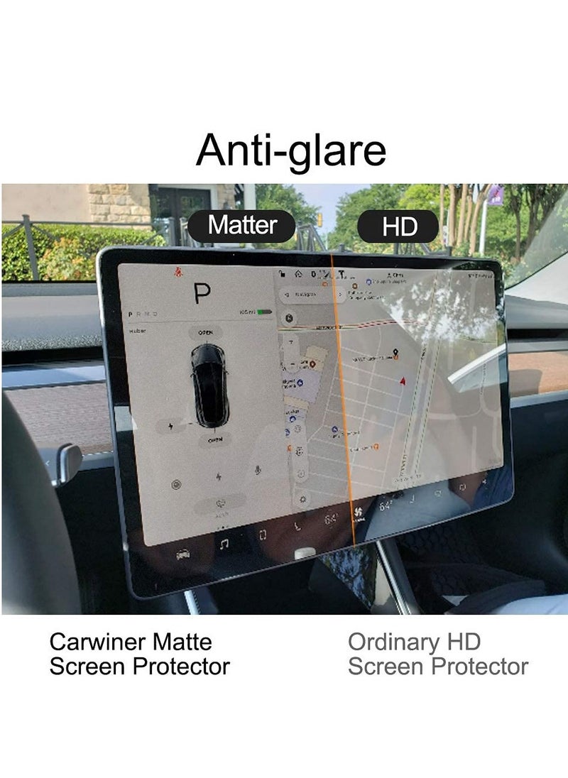 Generic Tempered Glass Matte Screen Protector Compatible with Tesla Model 3 / Model Y, Center Control Touch Screen Car Navigation Tempered Glass Accessories Anti Glare Anti Fingerprint  - Image 2