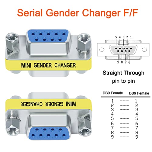 DTECH Serial Adapter 3-Pack (DB9 F-F, M-F, M-M), Mini Size RS232 Coupler, Female to Male 9 Pin Connector, for PC Computer Data Transfer - Image 3