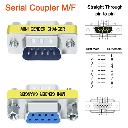 DTECH Serial Adapter 3-Pack (DB9 F-F, M-F, M-M), Mini Size RS232 Coupler, Female to Male 9 Pin Connector, for PC Computer Data Transfer - Image 5