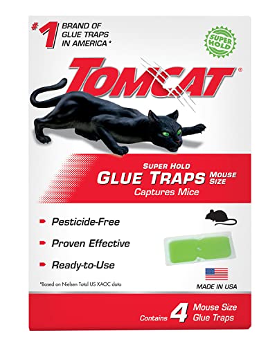 Tomcat Super Hold Glue Traps Mouse Size for Mice, Cockroaches, Spiders, and Scorpions, Ready-To-Use, 4 Traps - Image 1