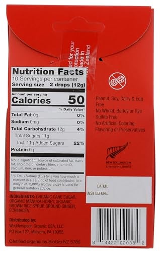 Wedderspoon Organic Manuka Honey Drops Ginger  Echinacea 20 Count Pack of 1  Genuine New Zealand Honey  Perfect Remedy For Dry Throats - Image 5