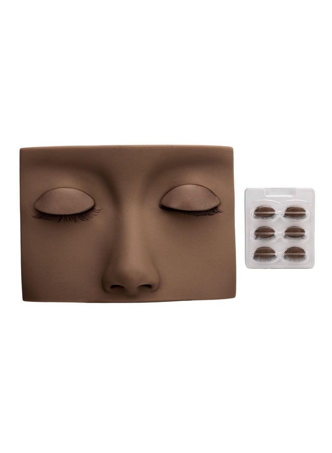 Jiawu Lash Mannequin Head Silicone Lash Extension Supplies With 3 Pairs Replaced Eyelid Removable Realistic Eyelids With Eyelash Mannequin For Lash Practice Makeup Eyelash Extensions (Dark Brown) - Image 1