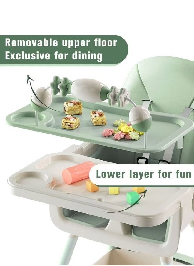 MIXDE Baby High Chair for Toddlers, Foldable High Chairs with Adjustable Seat Heigh Recline with 4 Wheels and Removable Tray  - Image 4