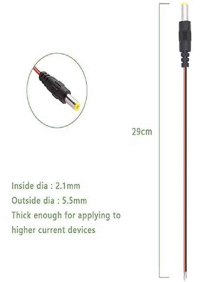 WiredCom 18AWG Copper Strands DC Power Pigtail Male Cable Wire, 12V 5A Male Connectors Barrel Jack Tinned Lead for CCTV Camera, Lighting Power Adapter DVR, Car Rearview Monitor-2.1 x 5.5mm (Pack Of 20) - Image 5