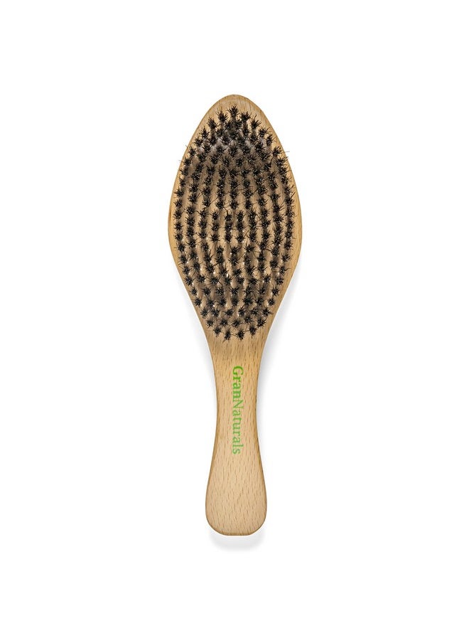 GranNaturals - Medium Wave Brush & Smoothing Hair Brush - Curved Boar Bristle Hairbrush For 360 Waves & Slick Back Brush - Image 1