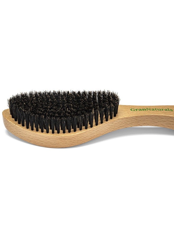 GranNaturals - Medium Wave Brush & Smoothing Hair Brush - Curved Boar Bristle Hairbrush For 360 Waves & Slick Back Brush - Image 1
