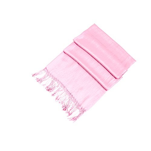Sakkas Large Soft Silky Pashmina Shawl Wrap Scarf in Solid Colors - Baby Pink - Image 2