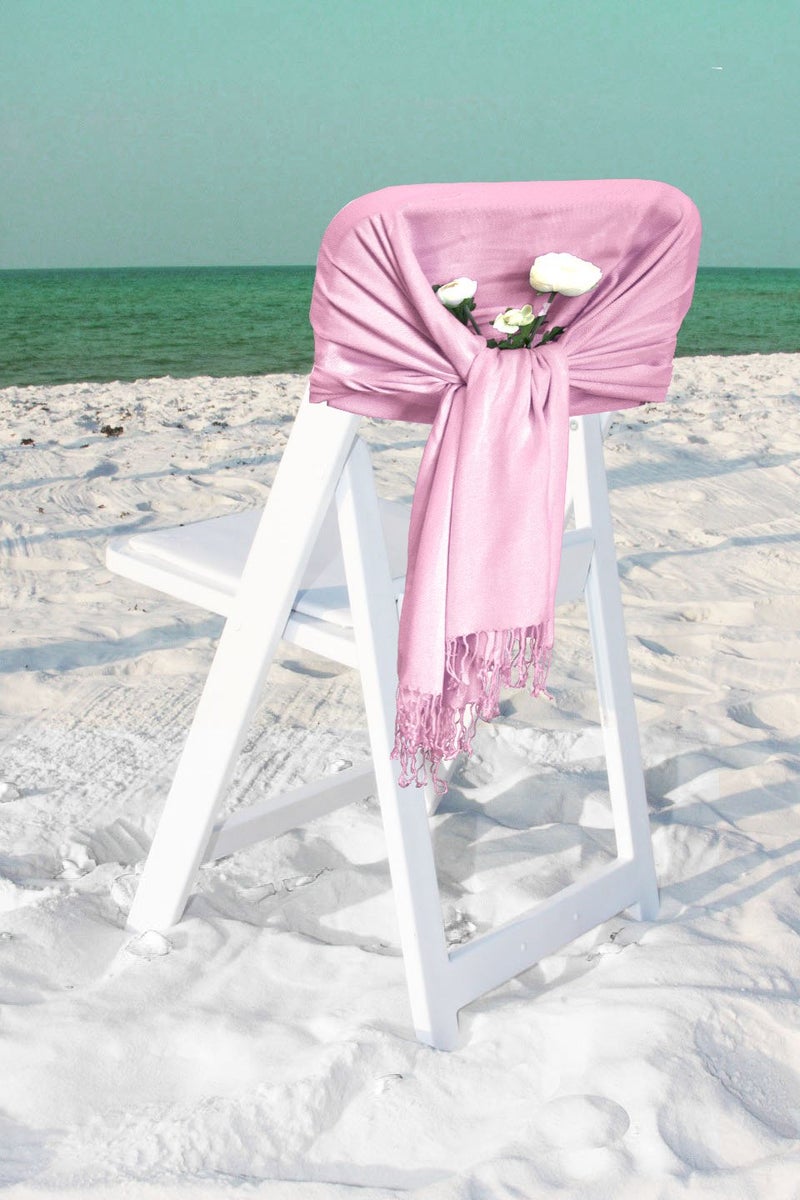 Sakkas Large Soft Silky Pashmina Shawl Wrap Scarf in Solid Colors - Baby Pink - Image 4
