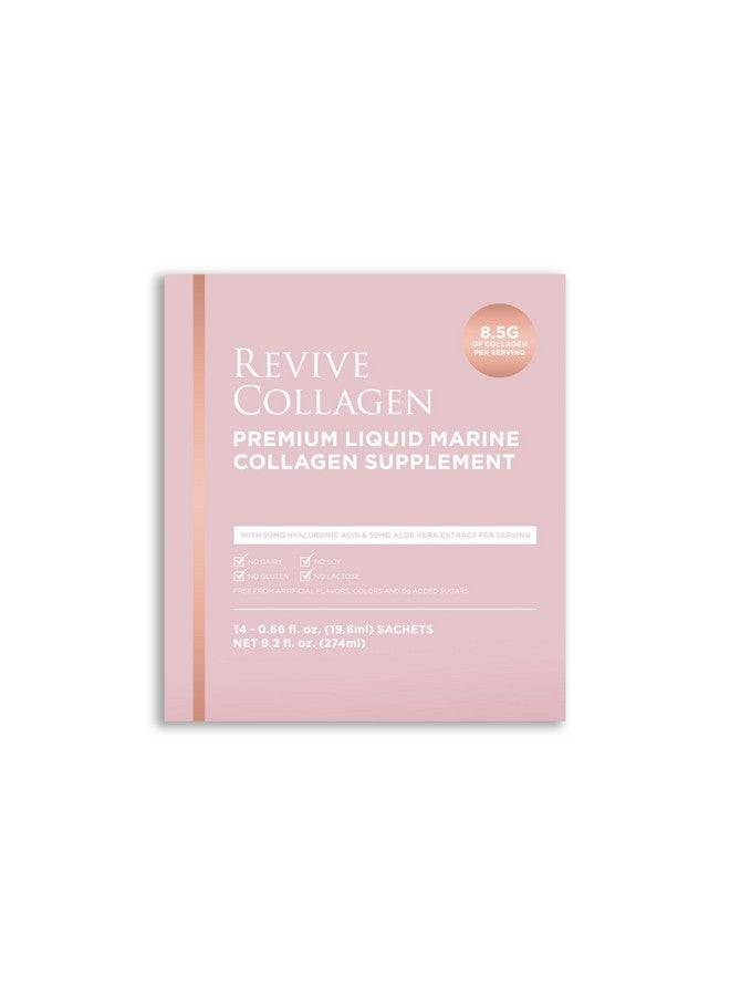 Revive Collagen مشروبات مكملات الكولاجين البحري المعالج 8,500 ملغ مع حمض الهيالورونيك والألوة فيرا لصحة البشرة والشعر والأظافر والمفاصل | ليمون وليمون أخضر (إمداد لمدة 14 يومًا) - Image 1
