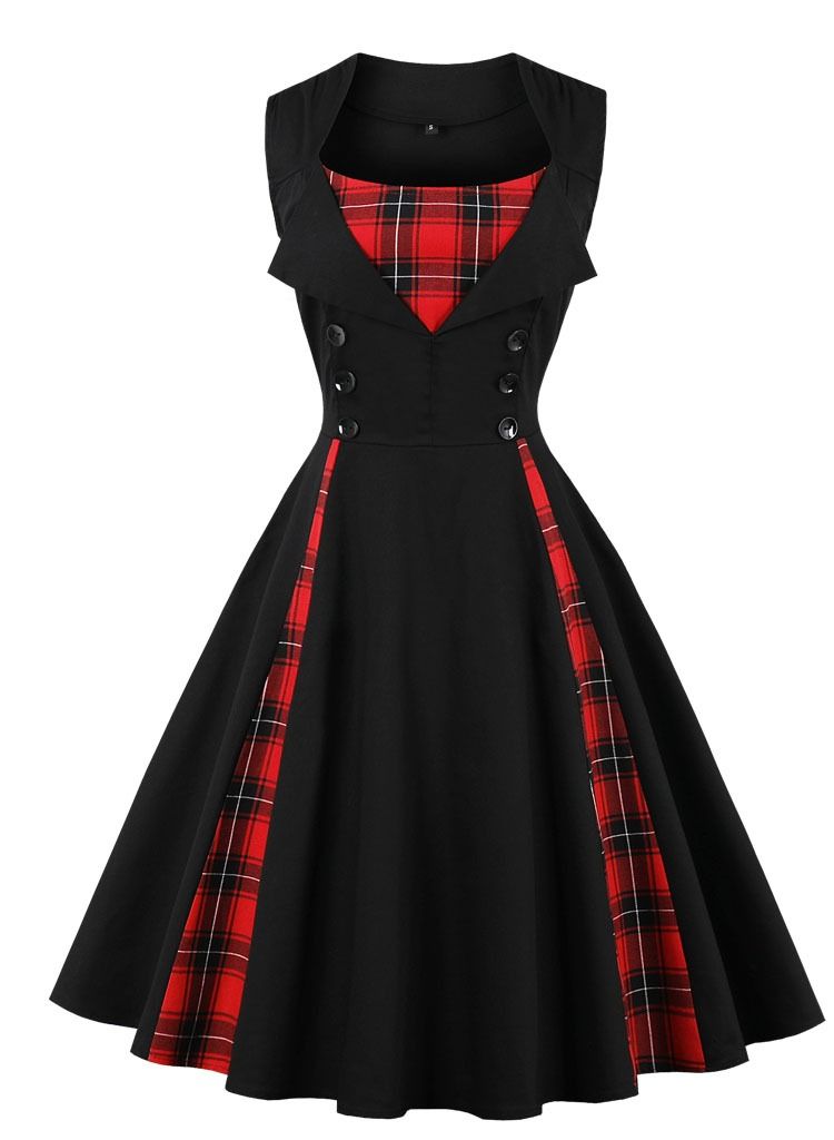 Loquat Patchwork retro plaid skirt  - Image 1