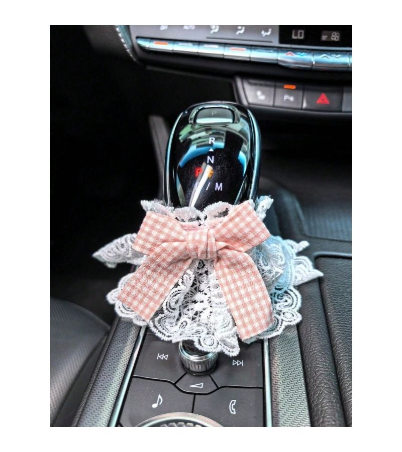 Red Bow Tie Gear Shift Knob Cover Stylish Manual Car Accessory Decorative - Image 5