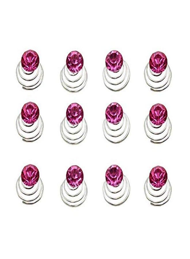 canjoyn 24 Pcs Bridal Gem Spin Hair Pins Swirl Hair Twists Coils Wedding Spiral Twist Hairpins Shiny Rhinestone Crystal Twisters Metal Spiral Updo Prom (Rose) - Image 1