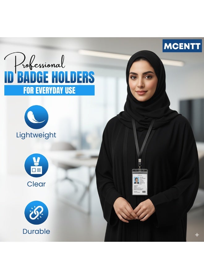 مكينت حامل بطاقات تعريف من MCENTT، 4 قطع (2 أفقي + 2 رأسي) مع مشابك | حامل بطاقات بلاستيكي متين للمكاتب والعمل والفعاليات وبطاقات الأسماء وبطاقات هوية الموظفين - Image 2
