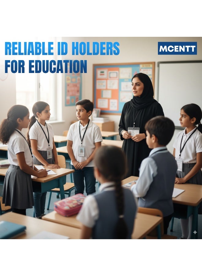 مكينت حامل بطاقات تعريف من MCENTT، 4 قطع (2 أفقي + 2 رأسي) مع مشابك | حامل بطاقات بلاستيكي متين للمكاتب والعمل والفعاليات وبطاقات الأسماء وبطاقات هوية الموظفين - Image 4