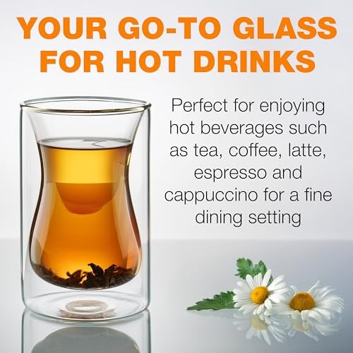 Eparé 6 oz Turkish Tea Cups Set of 2 – Heat Resistant Double Wall Turkish Tea Glass – Lightweight and Insulated Borosilicate Glasses - Image 3