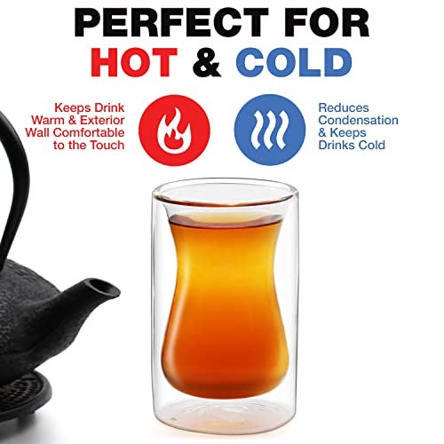 Eparé 6 oz Turkish Tea Cups Set of 2 – Heat Resistant Double Wall Turkish Tea Glass – Lightweight and Insulated Borosilicate Glasses - Image 5