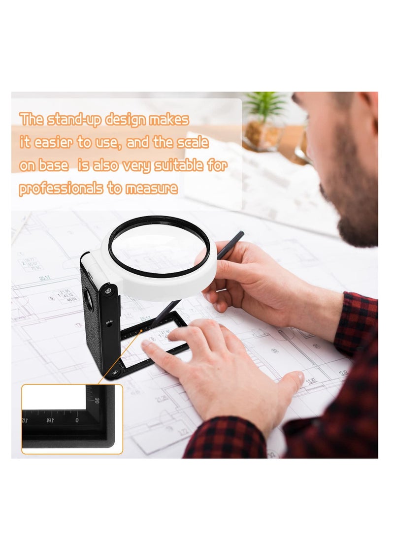 سيوسي أدى ضوء المكبر 25x 10x المحمولة المكبر للطي عمودي المكبر القراءة مع مصباح المكبر القراءة والفحص هواية الحرف اليدوية - Image 4