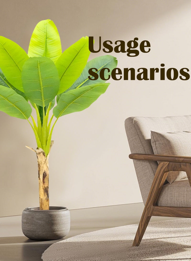 PHISMA Realistic Artificial Plant 120cm Faux Banana Leaf Tree with Black Tall Planter for Home Decoration - Perfect Indoor Silk Floor Plant for Living Room, Office and Bedroom Atmosphere Enhancement - Image 2