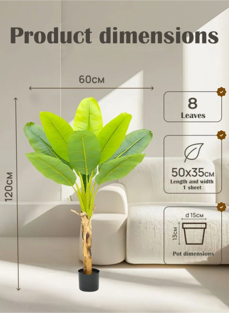 PHISMA Realistic Artificial Plant 120cm Faux Banana Leaf Tree with Black Tall Planter for Home Decoration - Perfect Indoor Silk Floor Plant for Living Room, Office and Bedroom Atmosphere Enhancement - Image 3