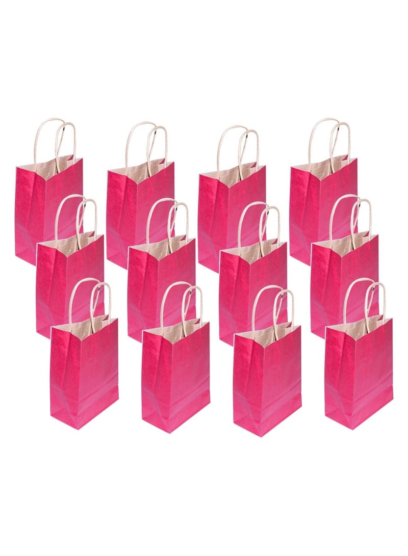 Kraft Paper Bag Dark Pink Twisted Handle 20x27x10 cm Gift Bag Wedding Celebrations Bags for Party Favour - 12 Pieces - Image 1