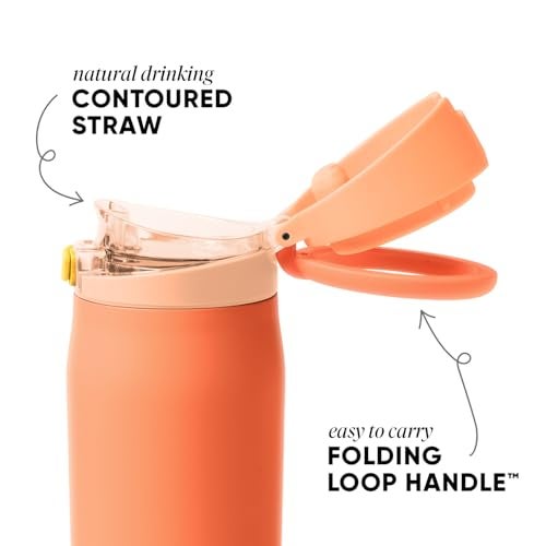Simple Modern Mesa Loop Water Bottle with Covered Straw and Handle 30oz Cup Holder Friendly Insulated Stainless Steel Bottles for Travel Sports and School Citrus - Image 3
