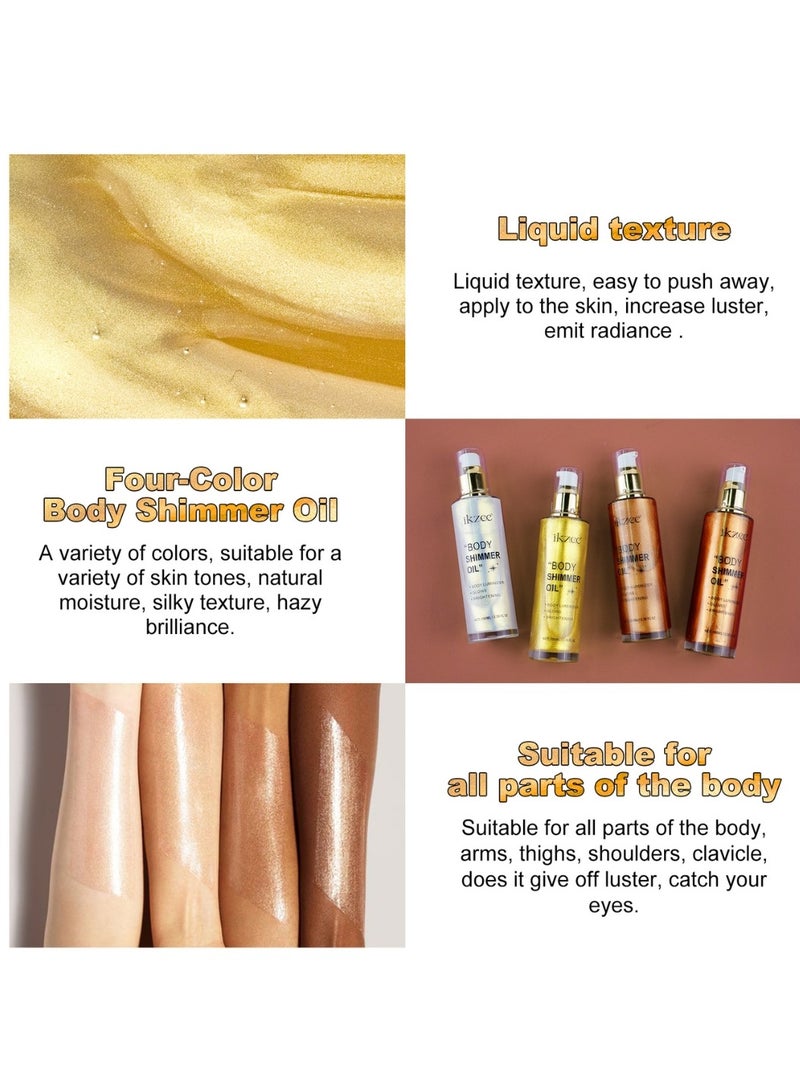 IKZEE Silver Body Shimmer Oil 100ml Body Shimmer Lotion Glow Oil Body Luminizer Oil Glow Lotion for Brightening Body Long Lasting Shimmering Body Oil for Body & Face No.01 - Image 4